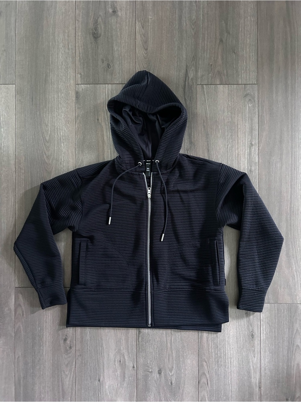 DKNY Black Hooded Zip-Up Jacket